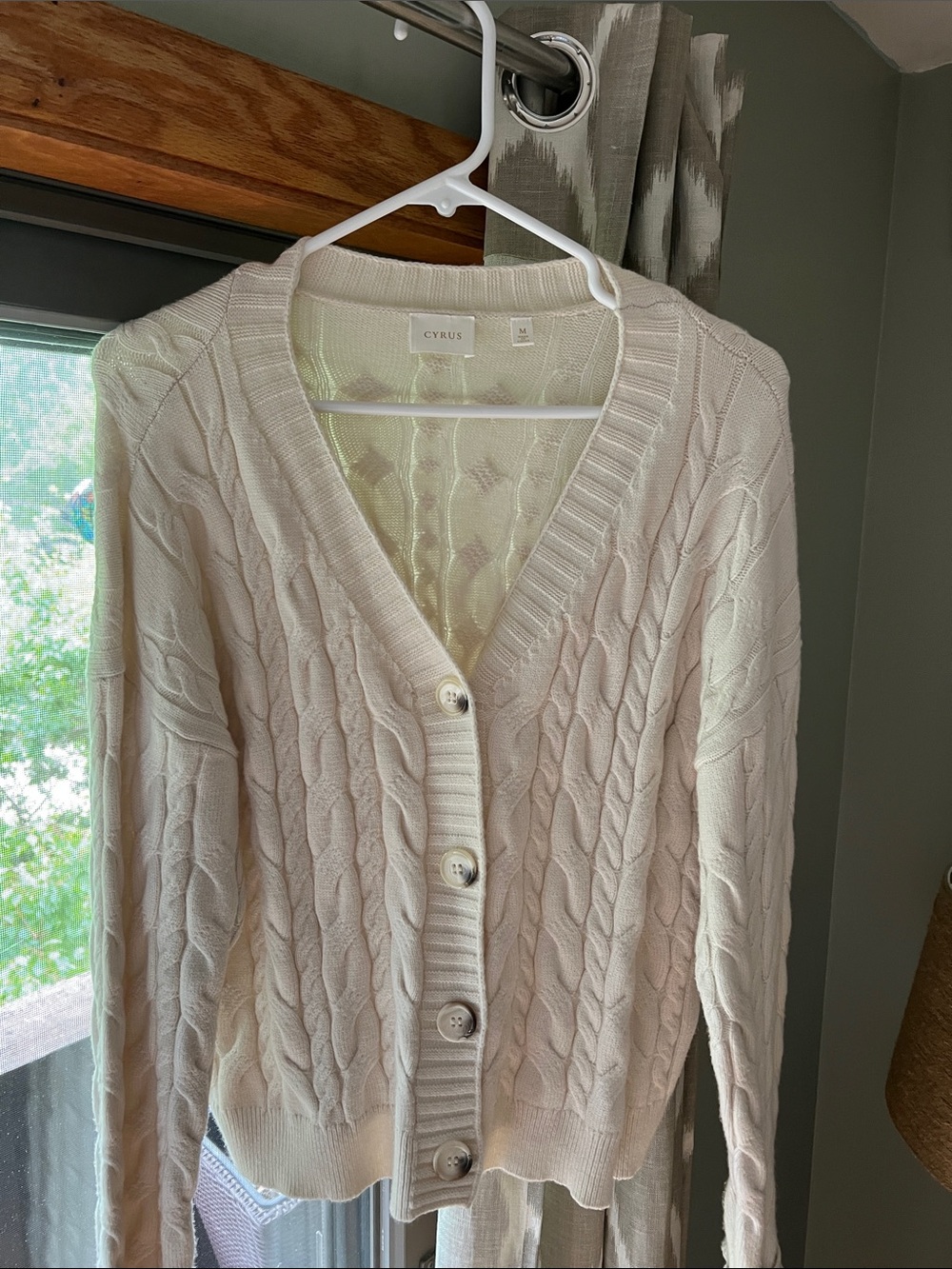 Cyrus Ivory Cable-Knit Button Cardigan